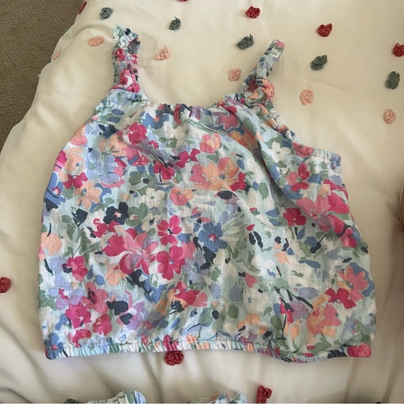 SOLD Abercrombie Kids Floral Linen Matching Set Girls size 9/10 - Picture 4 of 9